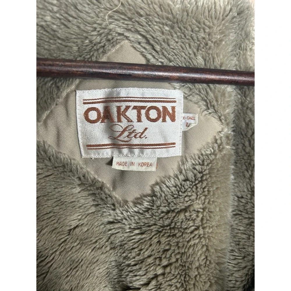 Vintage‎ Oakton LTD Mens Canvas Bomber Jacket Mens L Big & Extra Tall Fur Lined